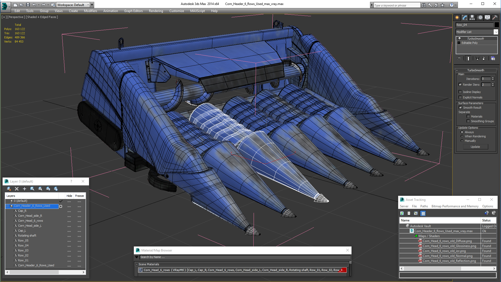 3D Corn Header 6 Rows Used model