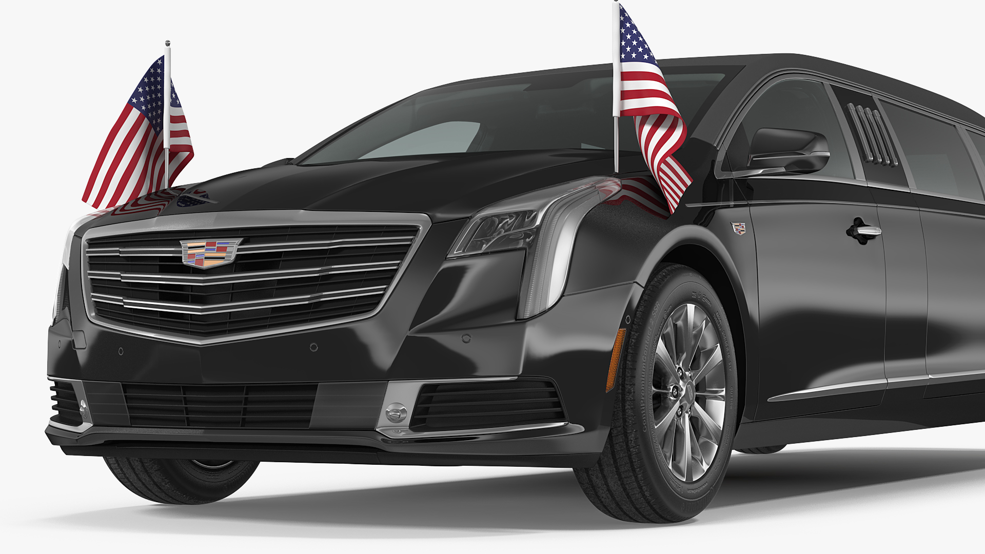 Presidential Limousine Cadillac SS 70 Stretch with American Flag 3D model