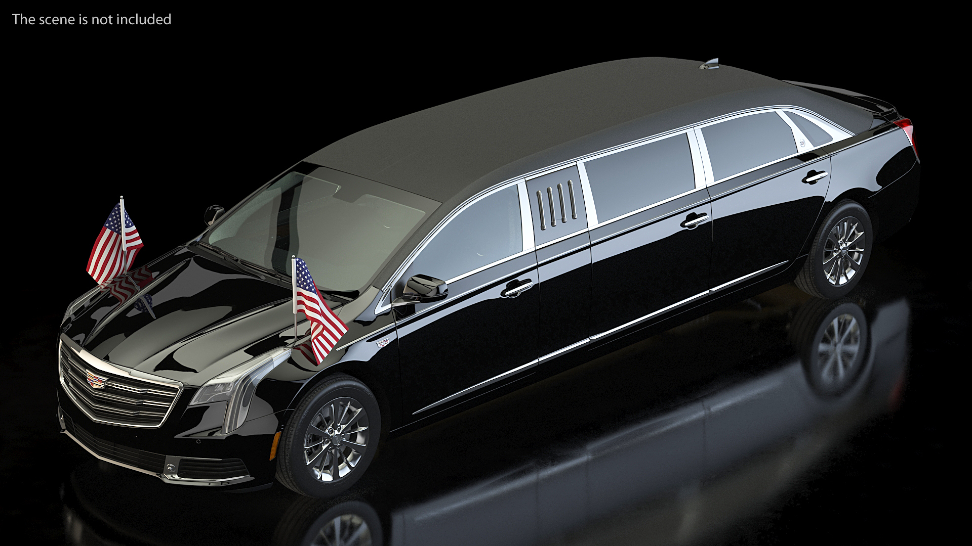 Presidential Limousine Cadillac SS 70 Stretch with American Flag 3D model