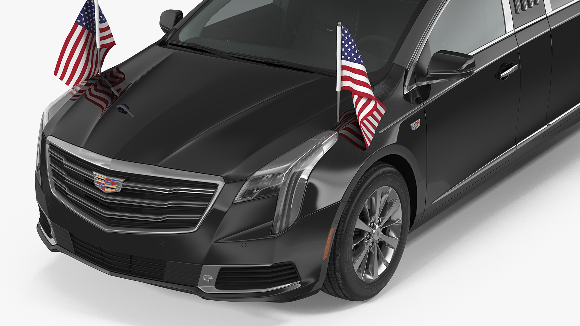 Presidential Limousine Cadillac SS 70 Stretch with American Flag 3D model