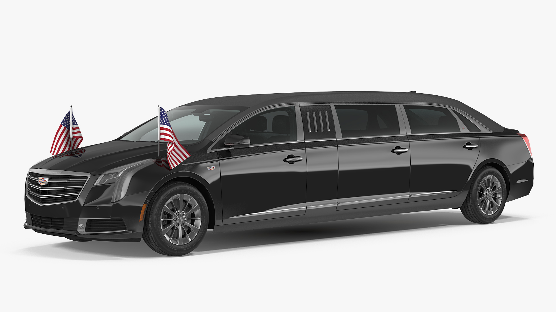 Presidential Limousine Cadillac SS 70 Stretch with American Flag 3D model