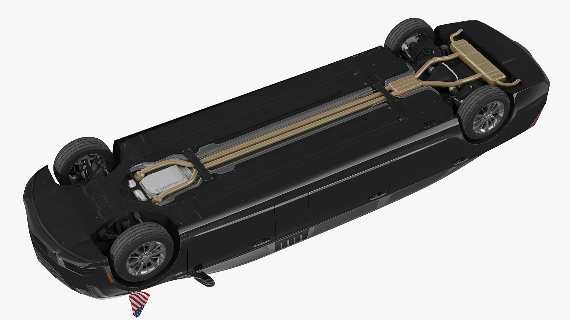 Presidential Limousine Cadillac SS 70 Stretch with American Flag 3D model