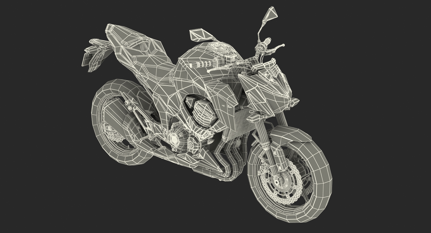 3D Motorcycle Kawasaki Z800 Red model