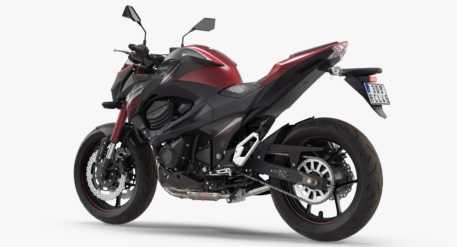 3D Motorcycle Kawasaki Z800 Red model