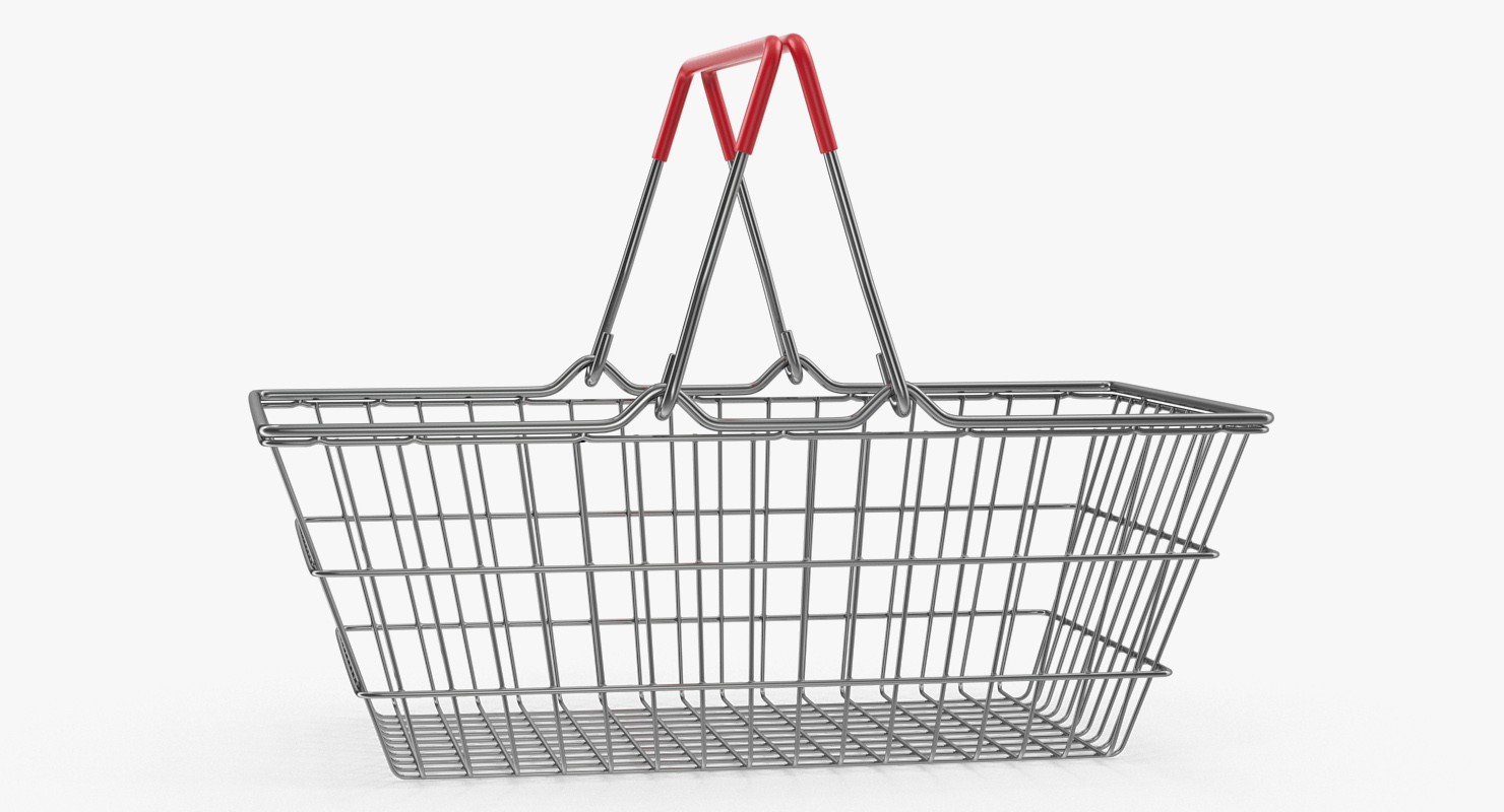 Empty Metal Shopping Basket 3D