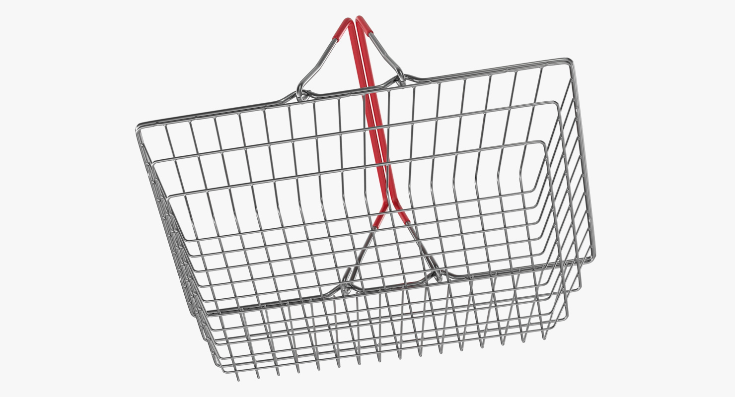 Empty Metal Shopping Basket 3D