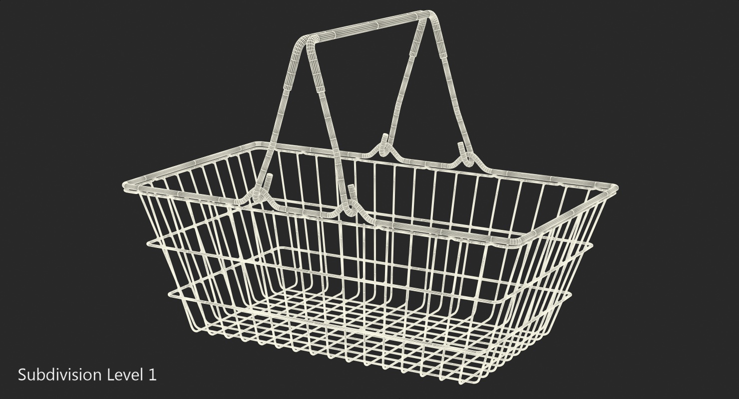 Empty Metal Shopping Basket 3D