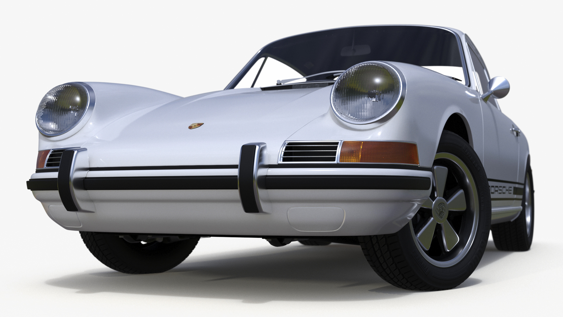 3D White Porsche 911 1968 Rigged for Maya model