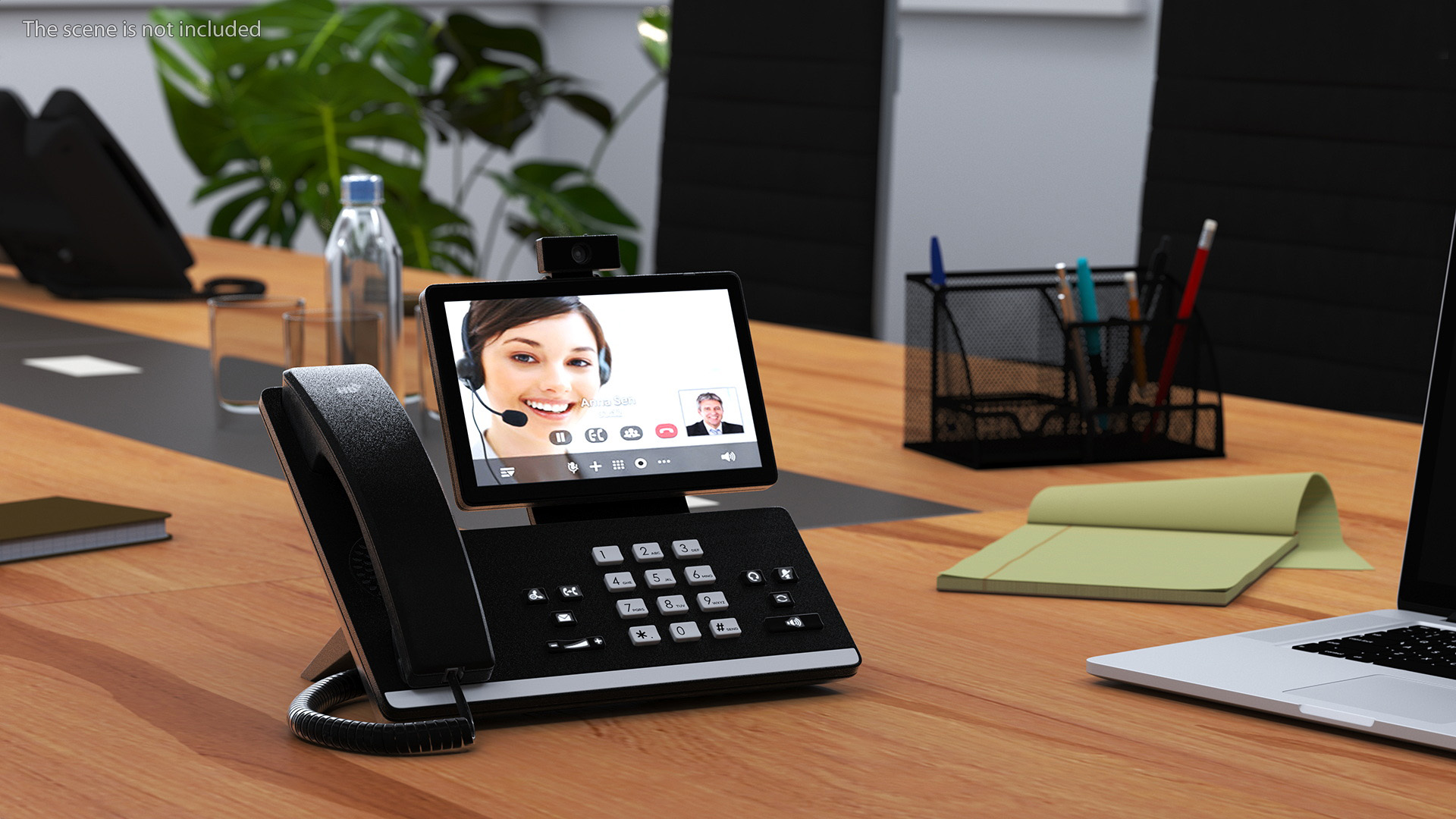 3D Office Smart Video IP Phone Black Lights On model