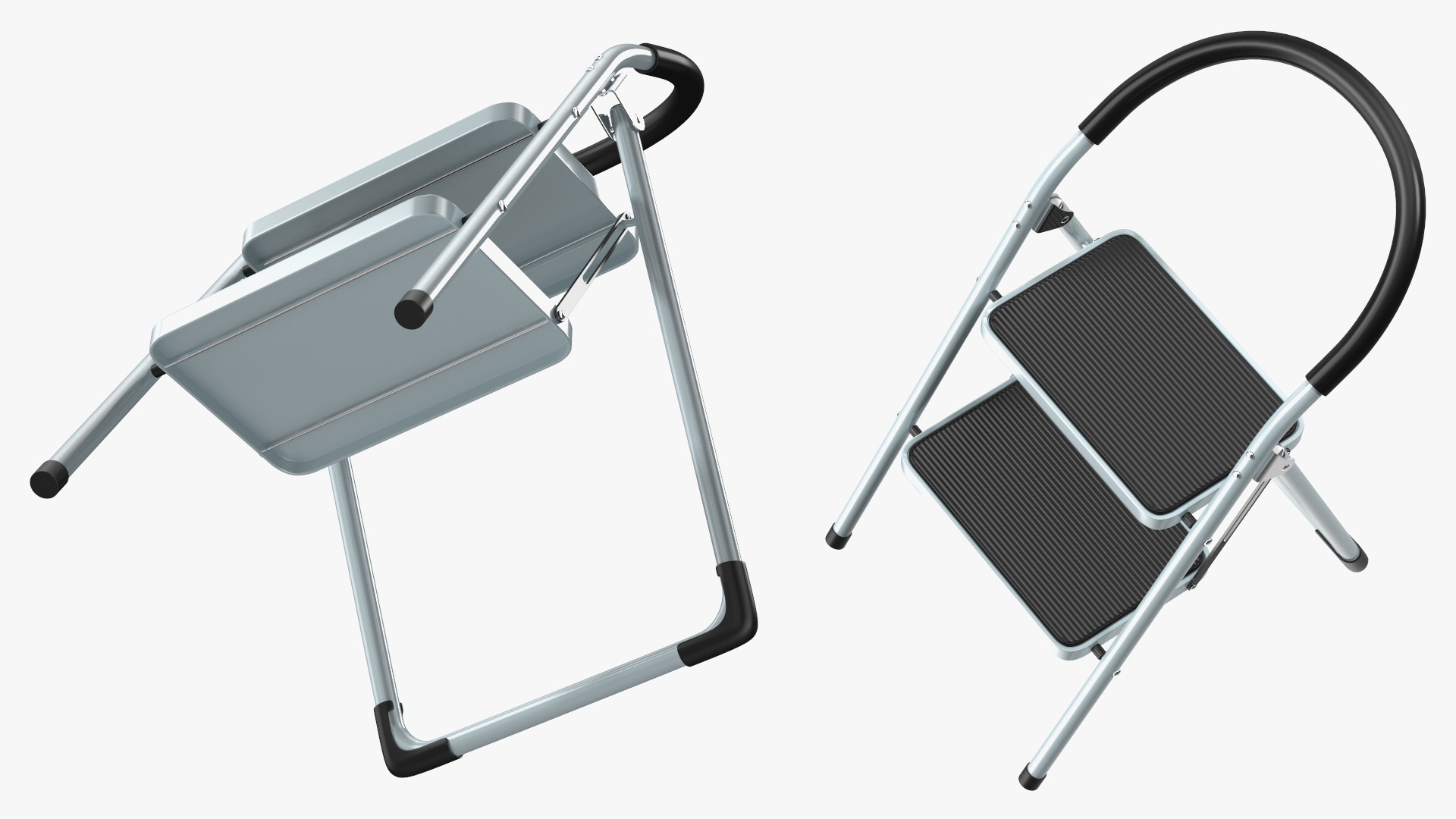 2 Step Ladder Folding Step Stool Rigged 3D model