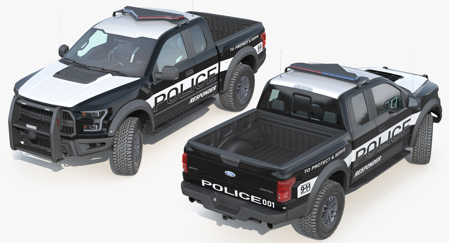 Ford F150 Raptor Police Interceptor Unit Rigged 3D