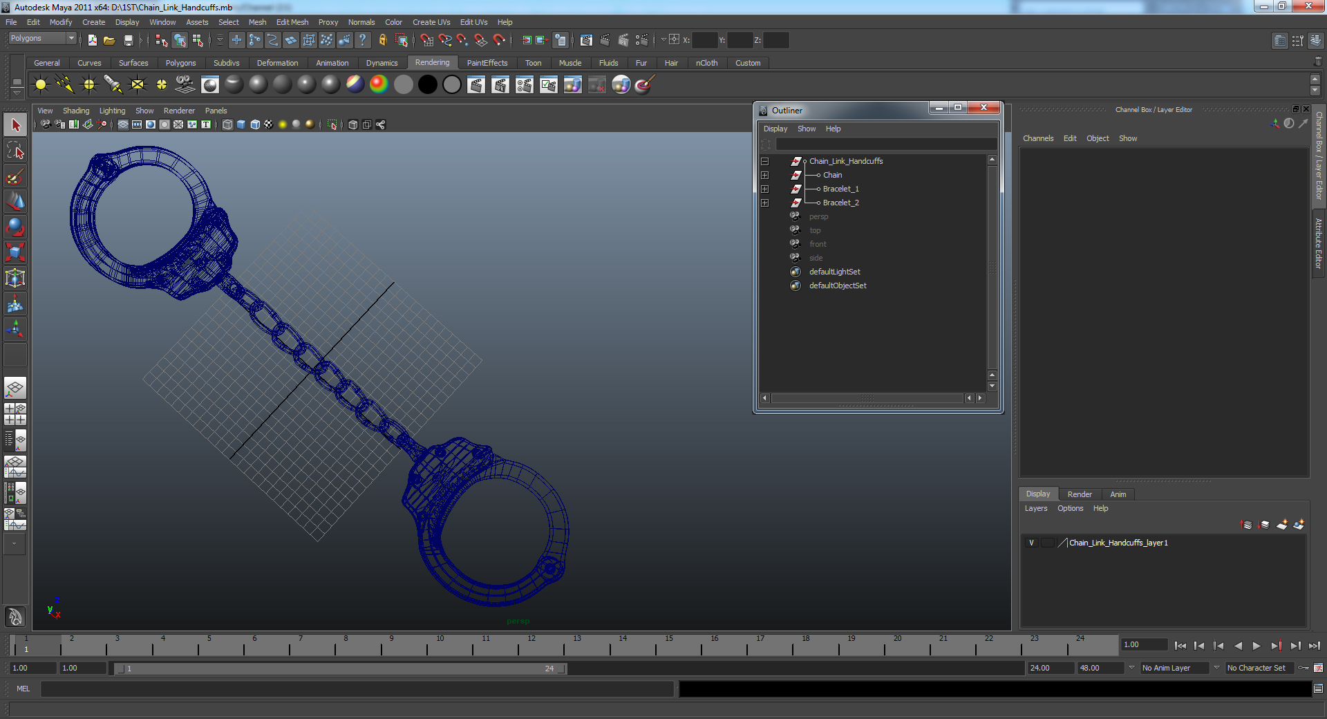 3D model Chain Link Handcuffs