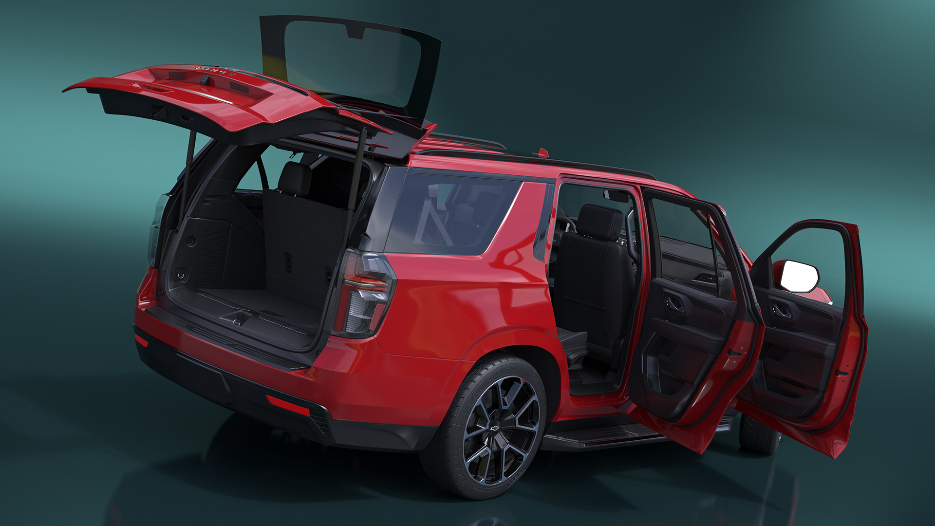 3D model Red SUV Chevrolet Tahoe 2024 Rigged