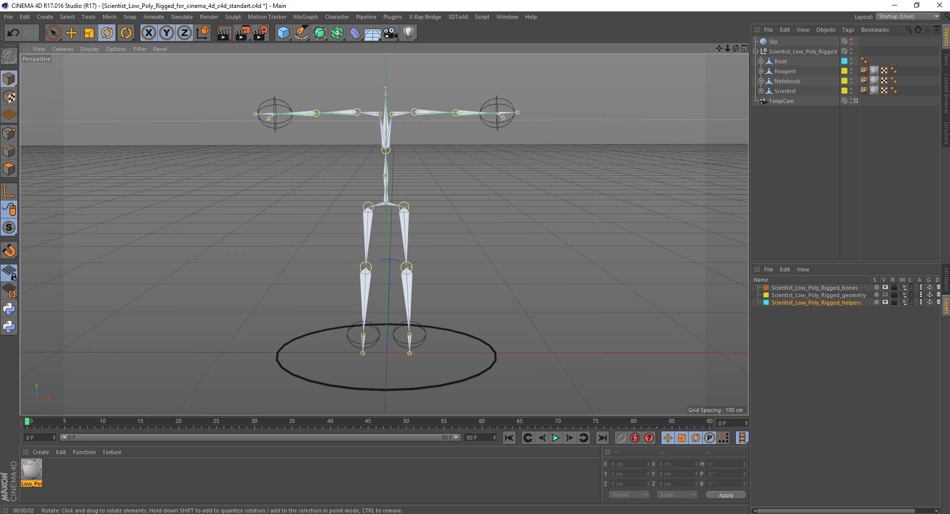 Scientist Low Poly Rigged for Cinema 4D 3D model
