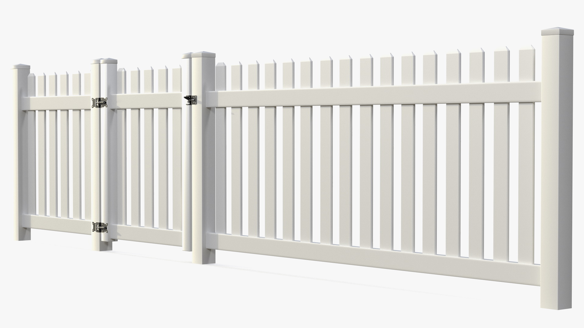 3D White Picked Fence Section