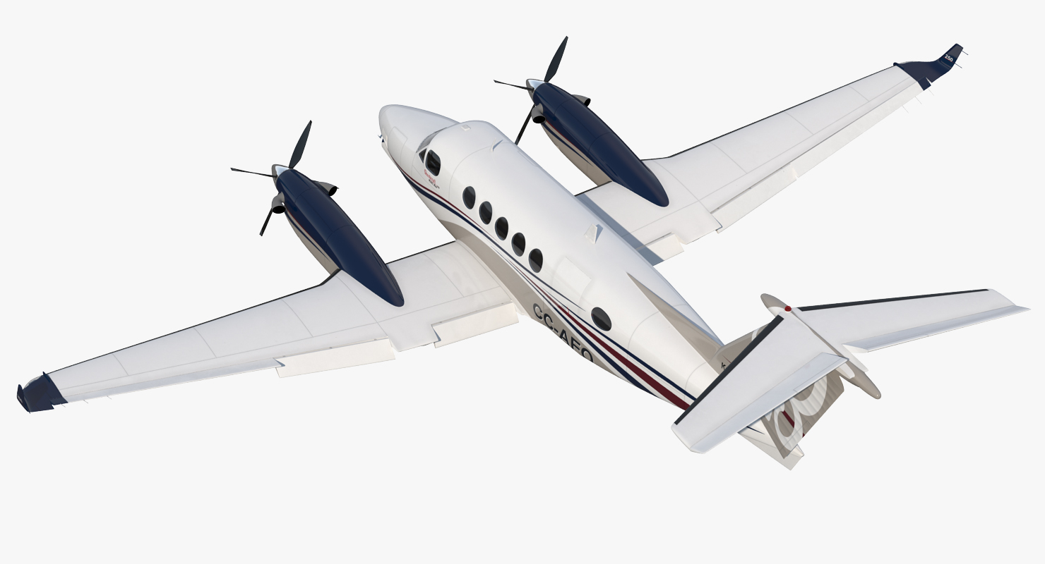 3D Civil Utility Aircraft Beechcraft Super King Air 250EP Rigged