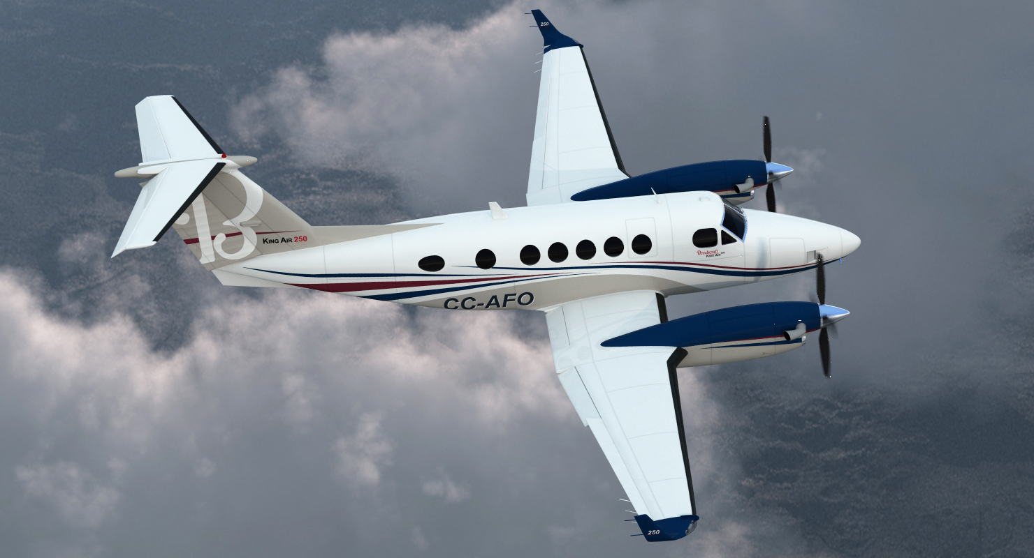 3D Civil Utility Aircraft Beechcraft Super King Air 250EP Rigged