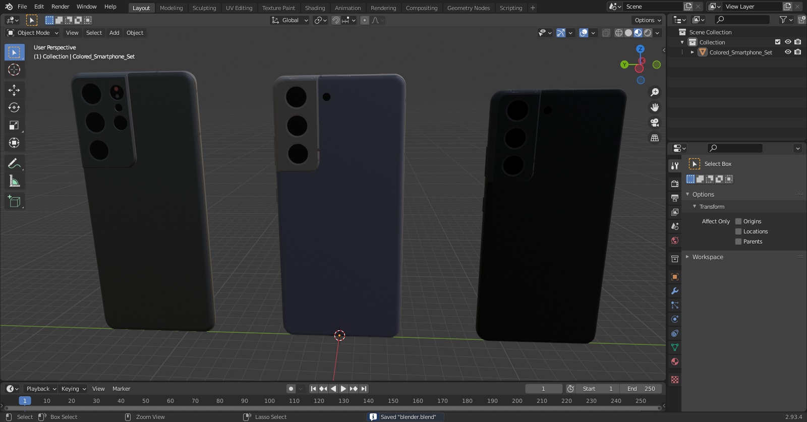 Colored Smartphone Set 3D