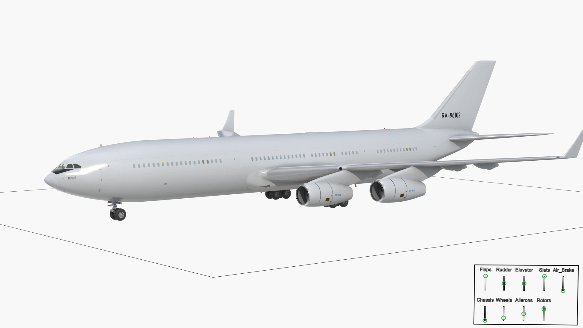 IL-96-400 Simple Interior Rigged 3D