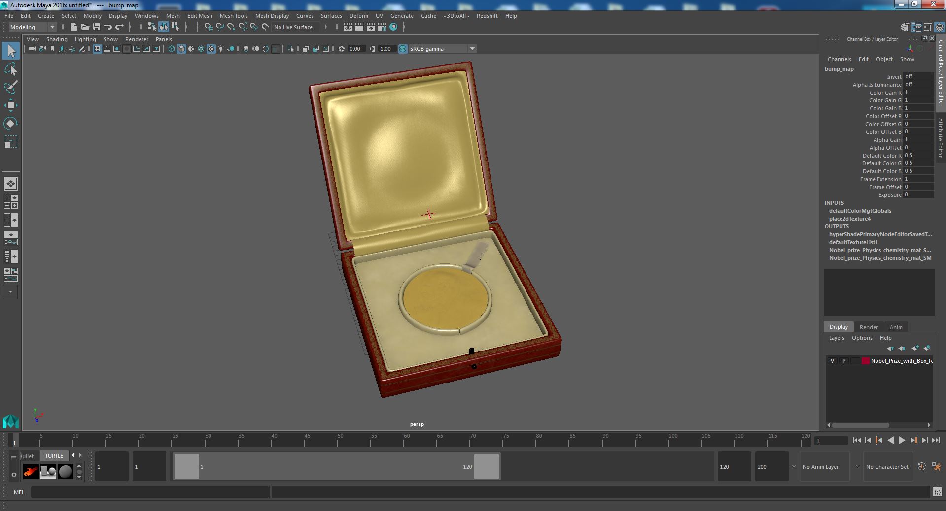 3D Nobel Prize with Box for Physics and Chemistry