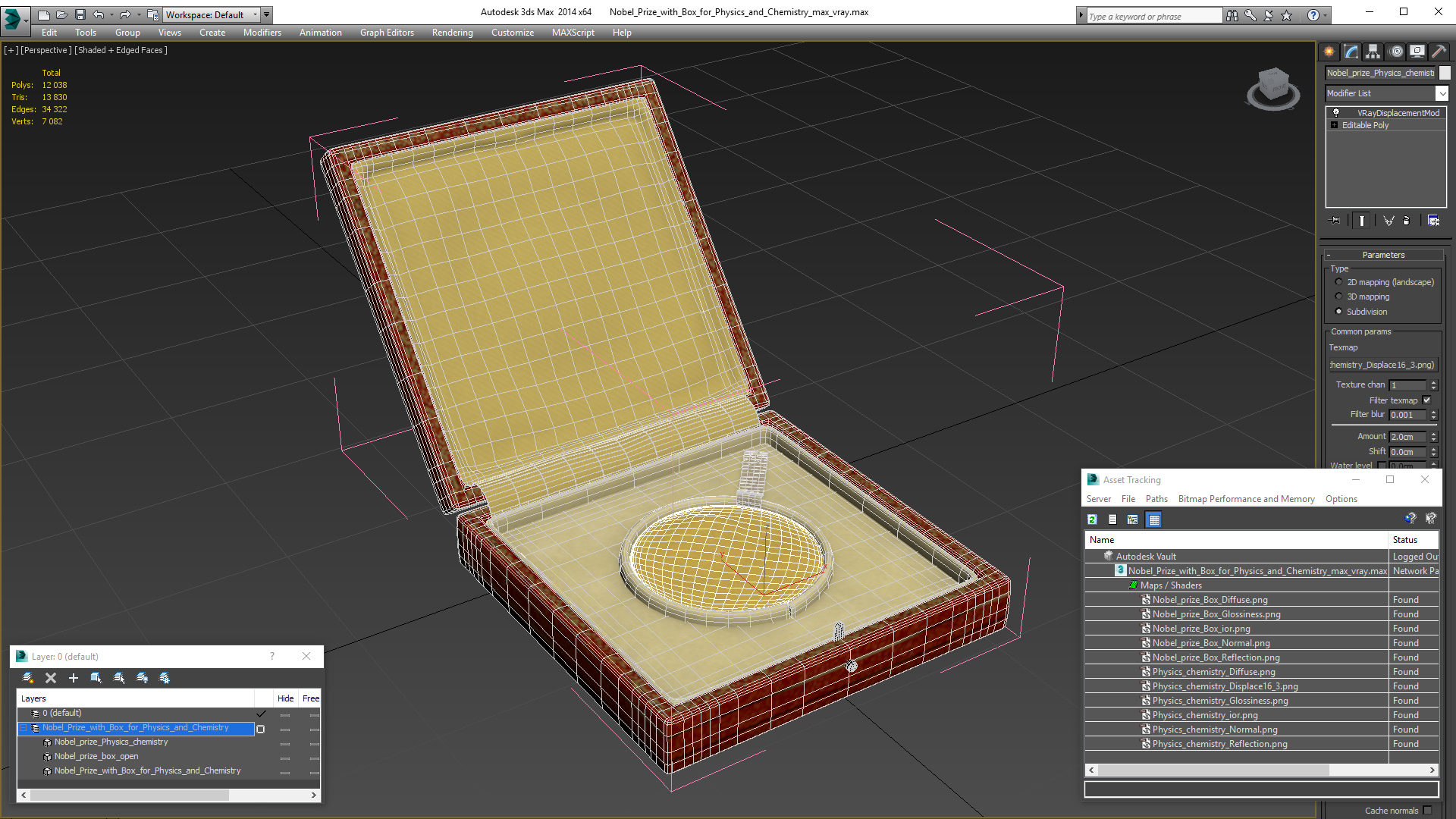 3D Nobel Prize with Box for Physics and Chemistry