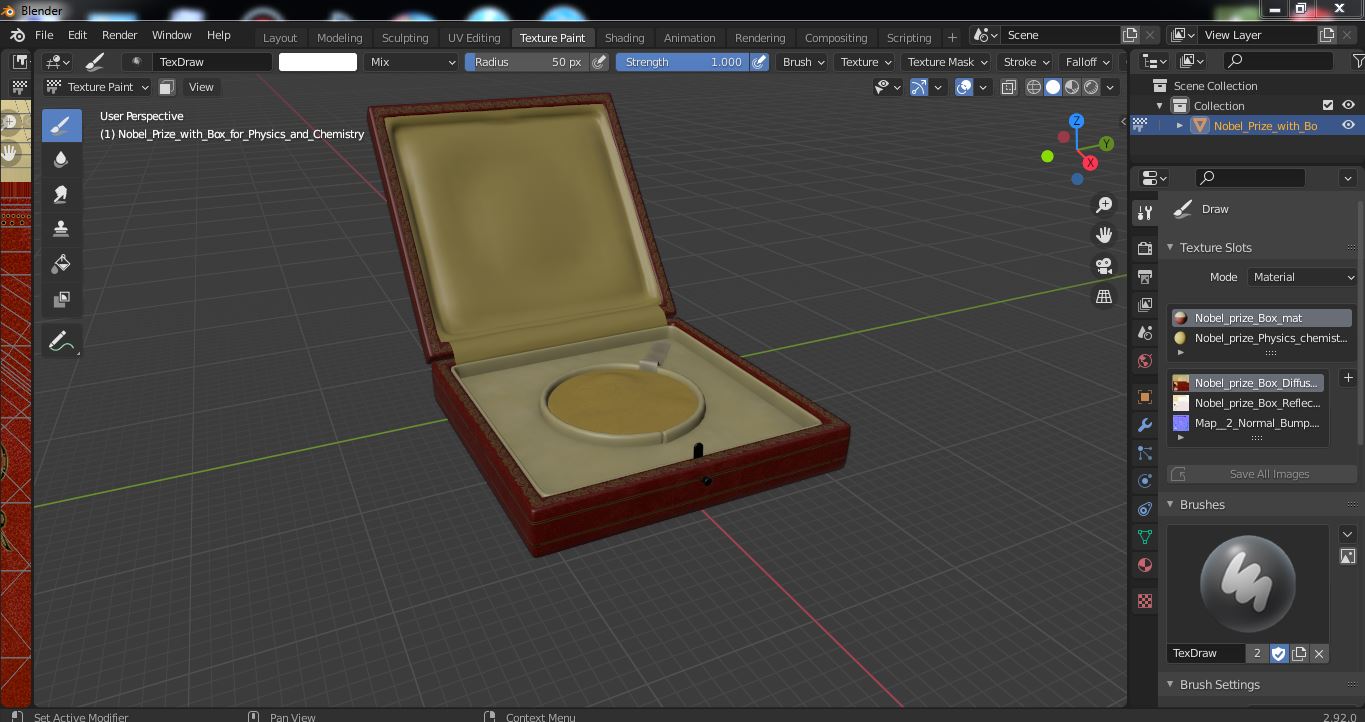 3D Nobel Prize with Box for Physics and Chemistry