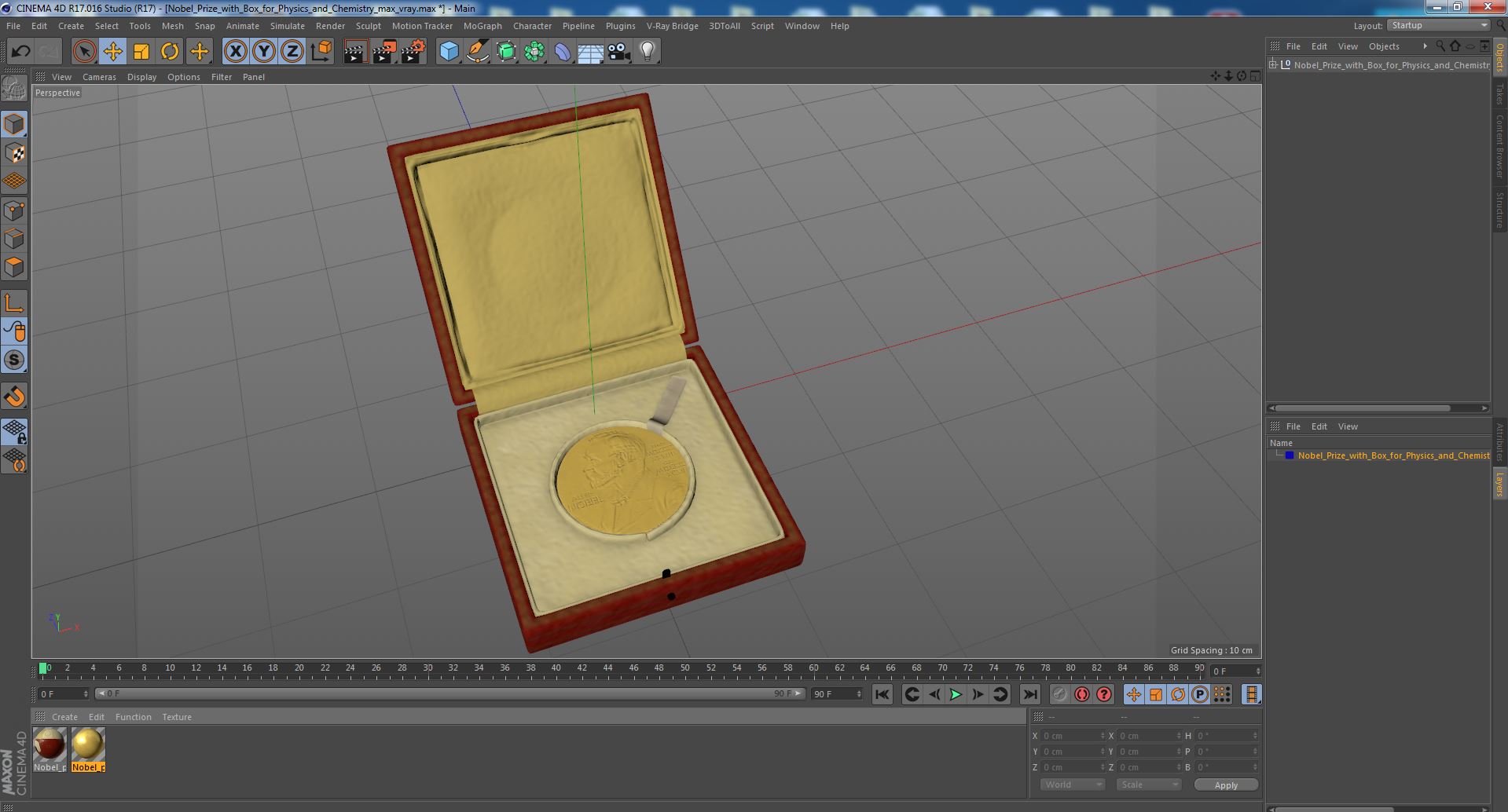 3D Nobel Prize with Box for Physics and Chemistry