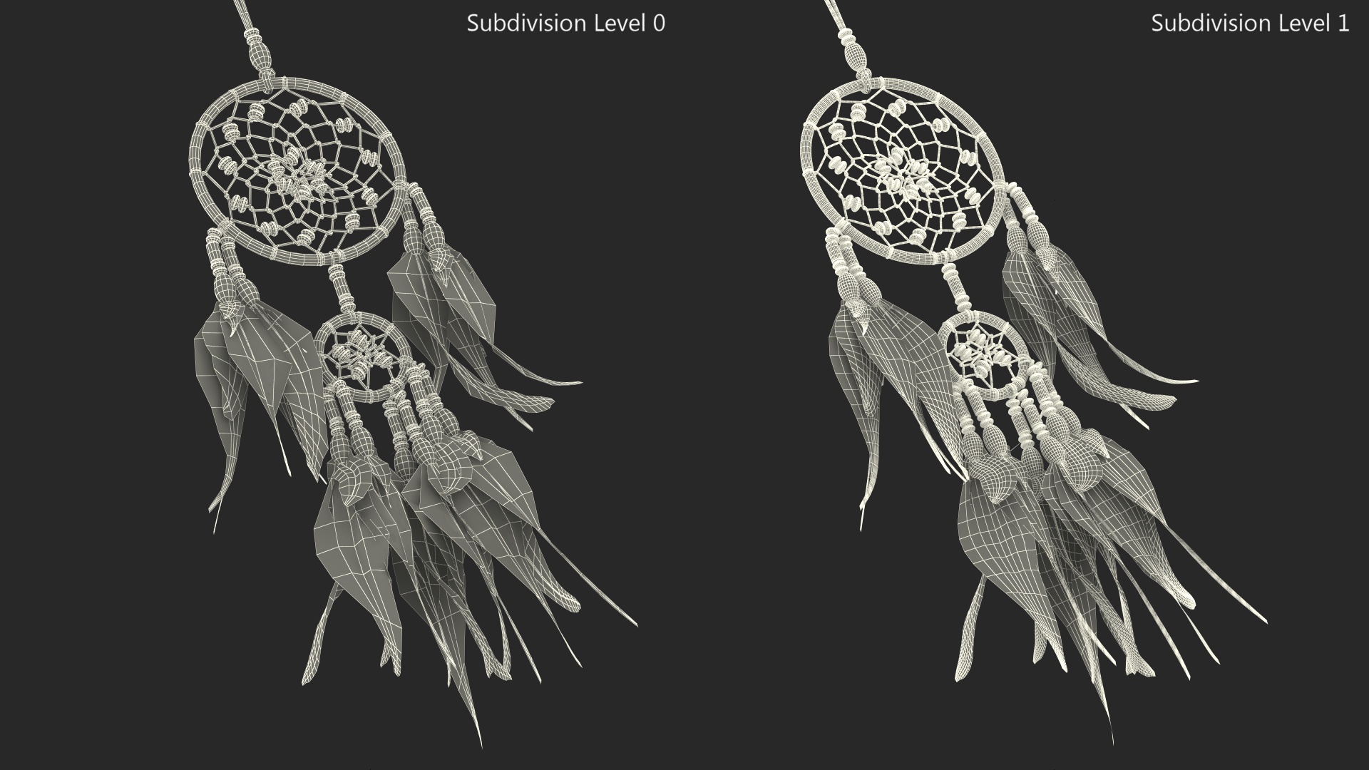 Small Dreamcatcher with Feathers 3D