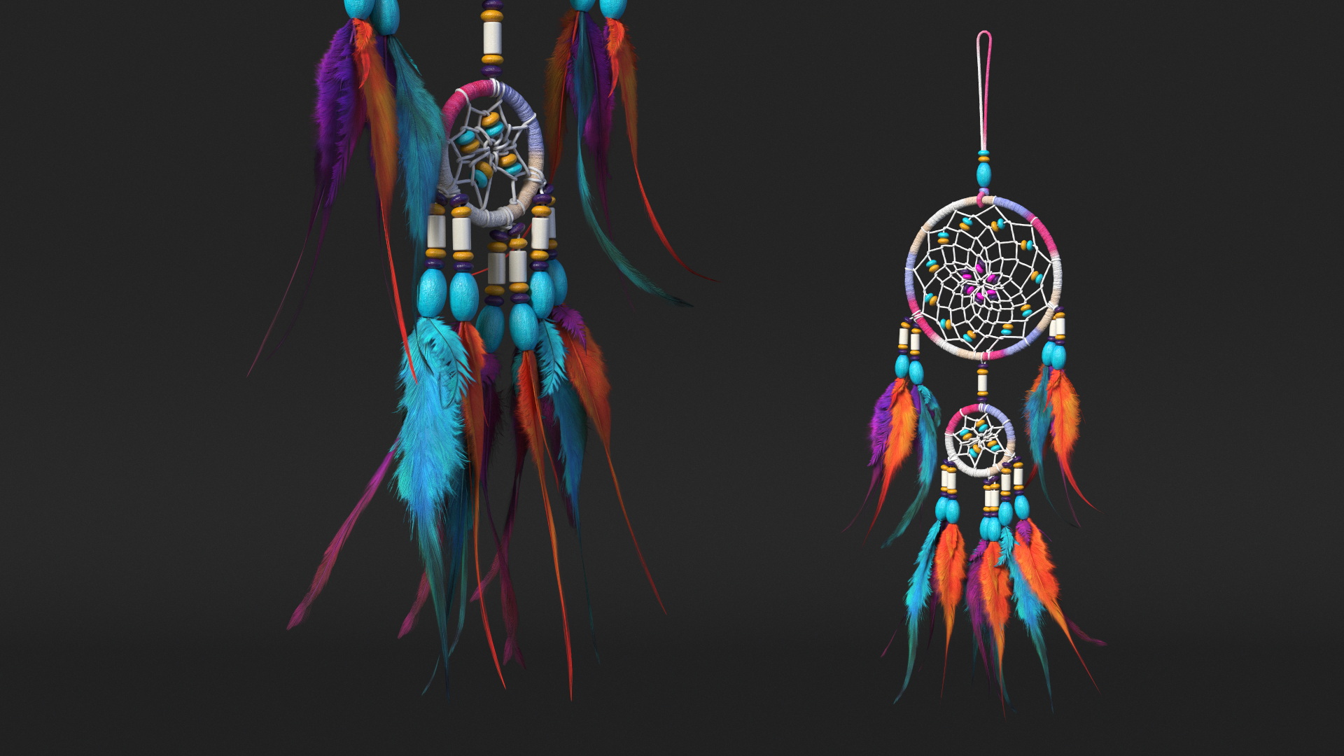 Small Dreamcatcher with Feathers 3D