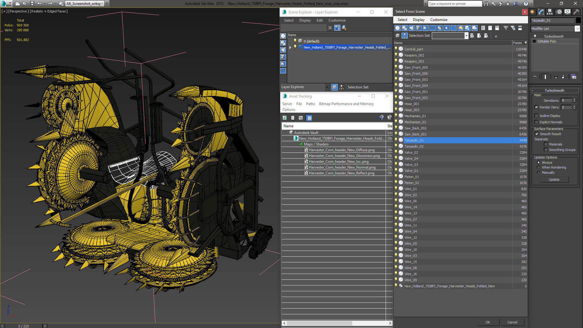 New Holland 750BFI Forage Harvester Heads Folded New 3D