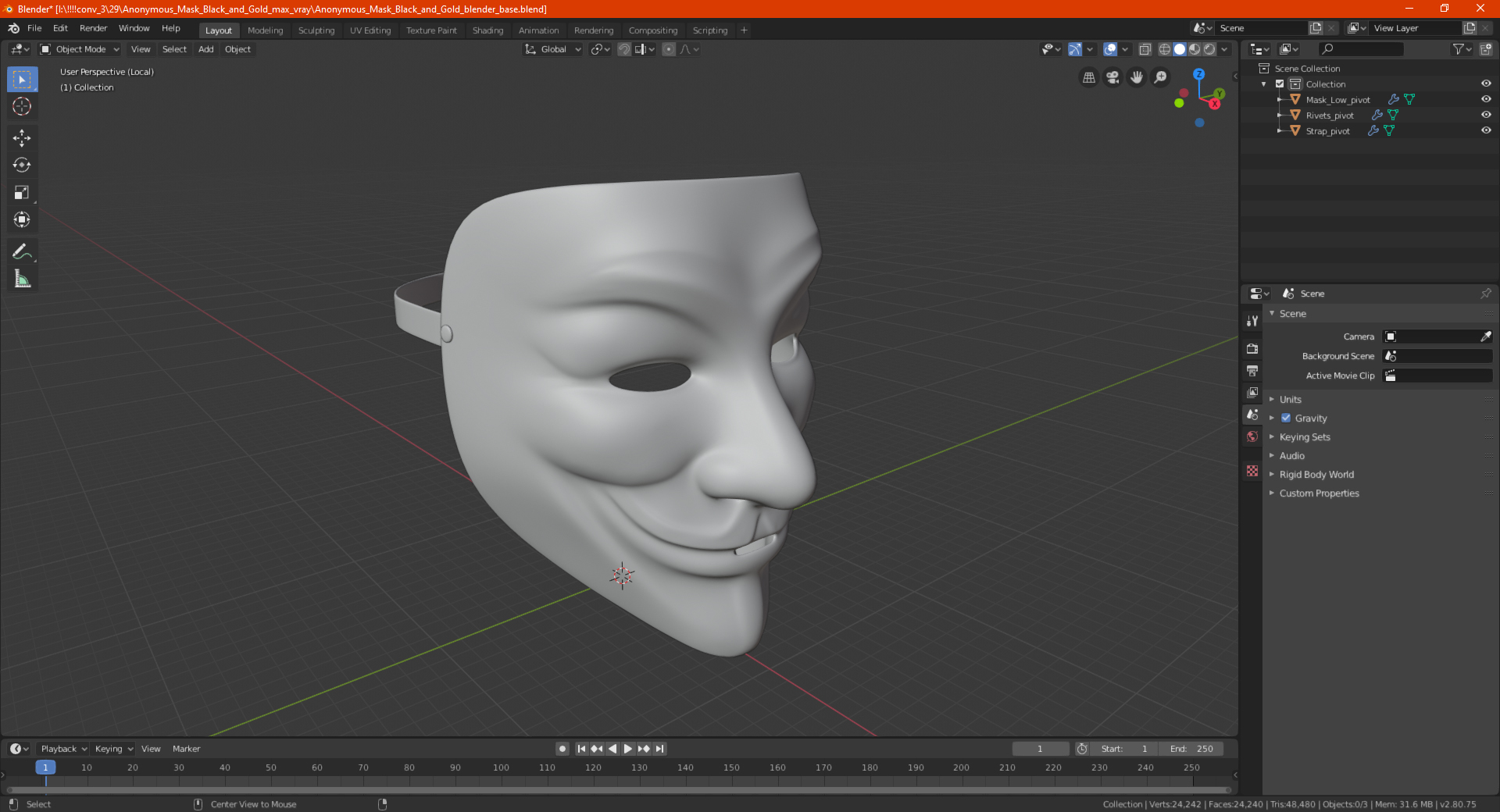 3D model Guy Fawkes Mask