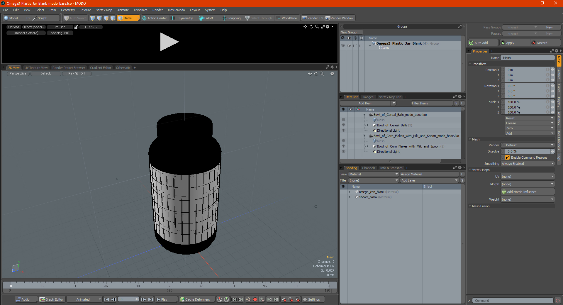 Omega3 Plastic Jar Blank 3D model