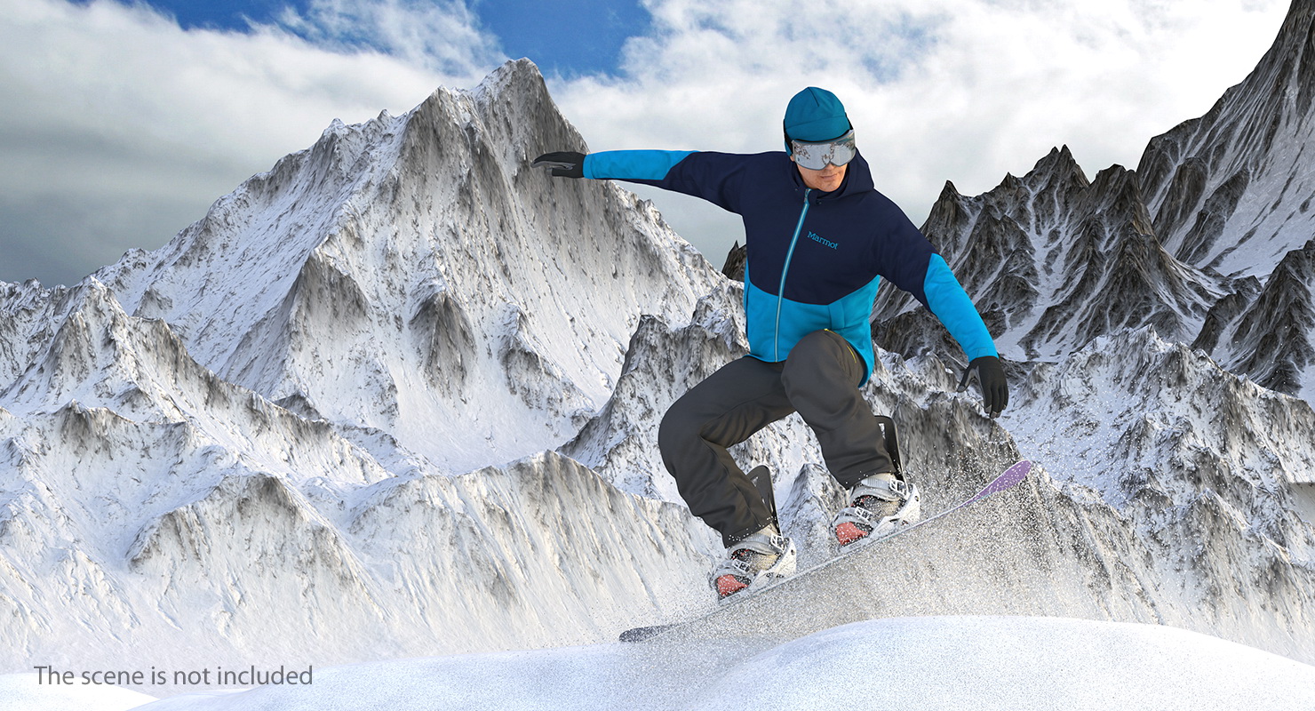 Snowboarder Jumping 3D model