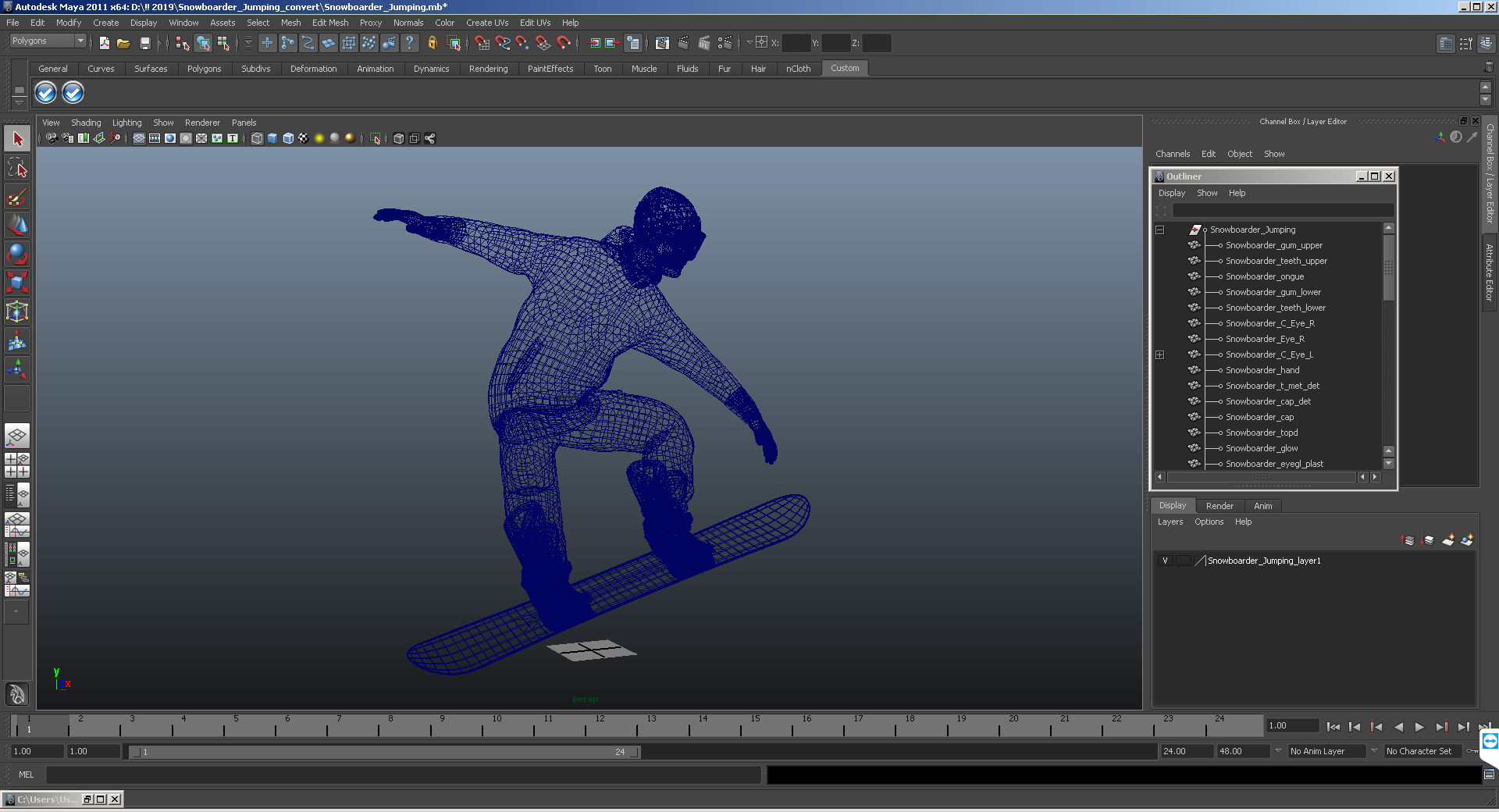 Snowboarder Jumping 3D model