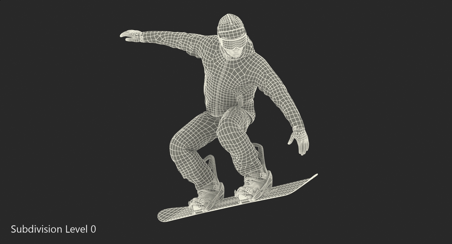 Snowboarder Jumping 3D model