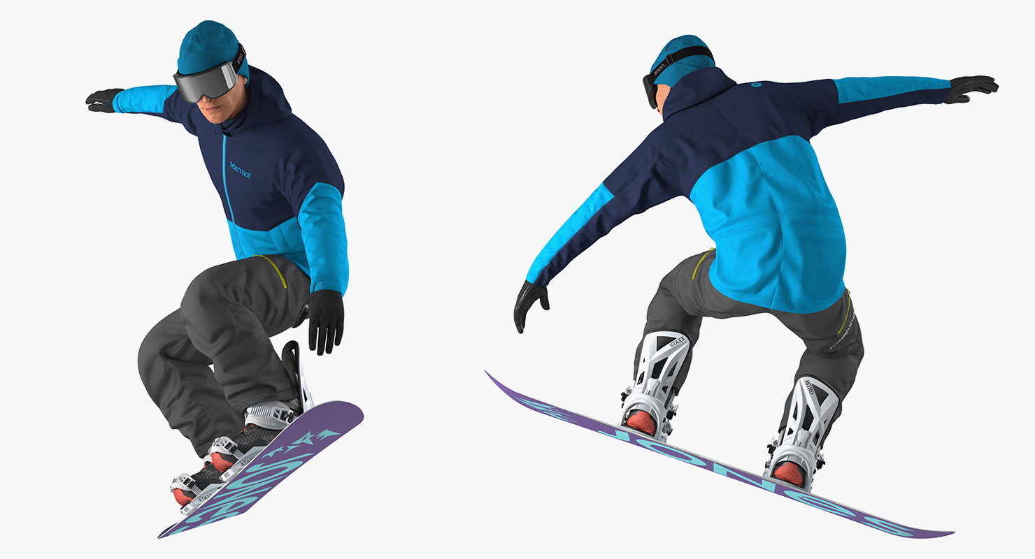 Snowboarder Jumping 3D model