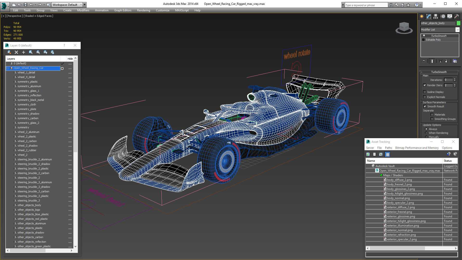 3D Open Wheel Racing Car Rigged model