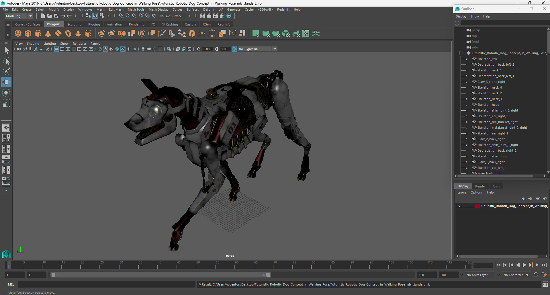 3D Futuristic Robotic Dog Concept in Walking Pose