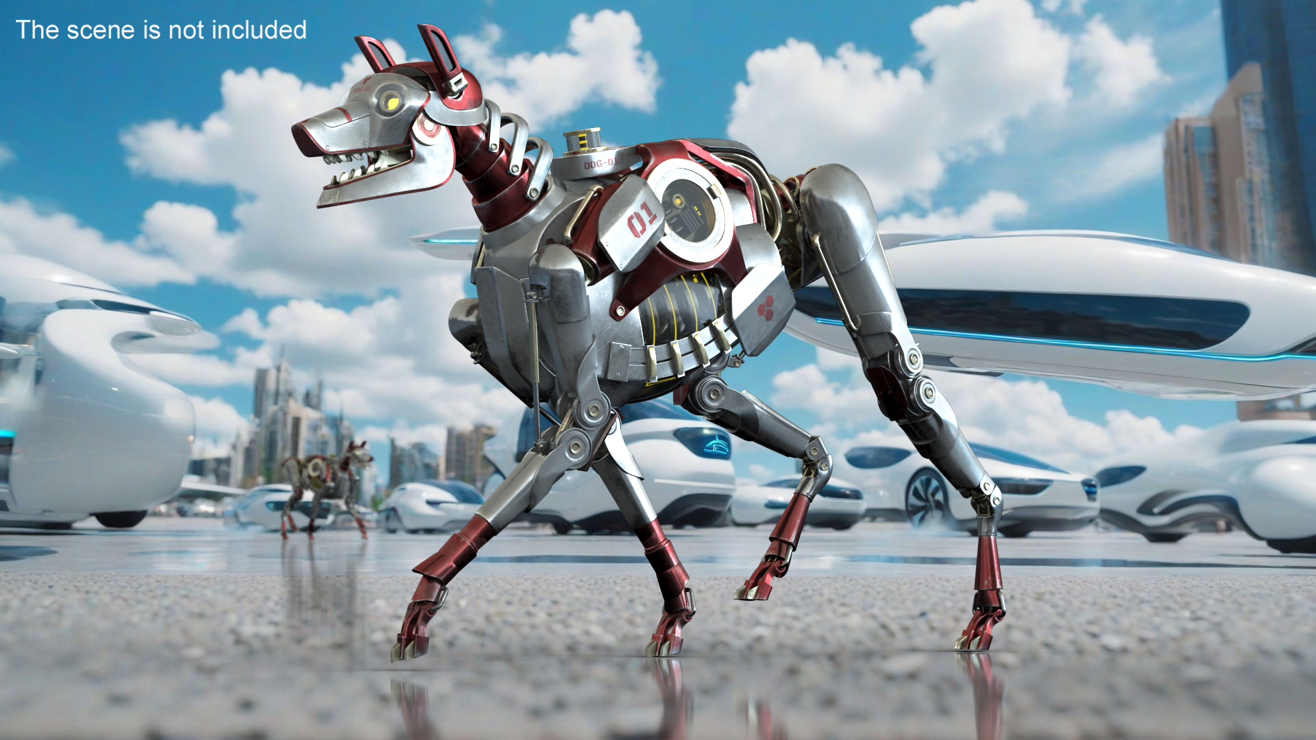 3D Futuristic Robotic Dog Concept in Walking Pose