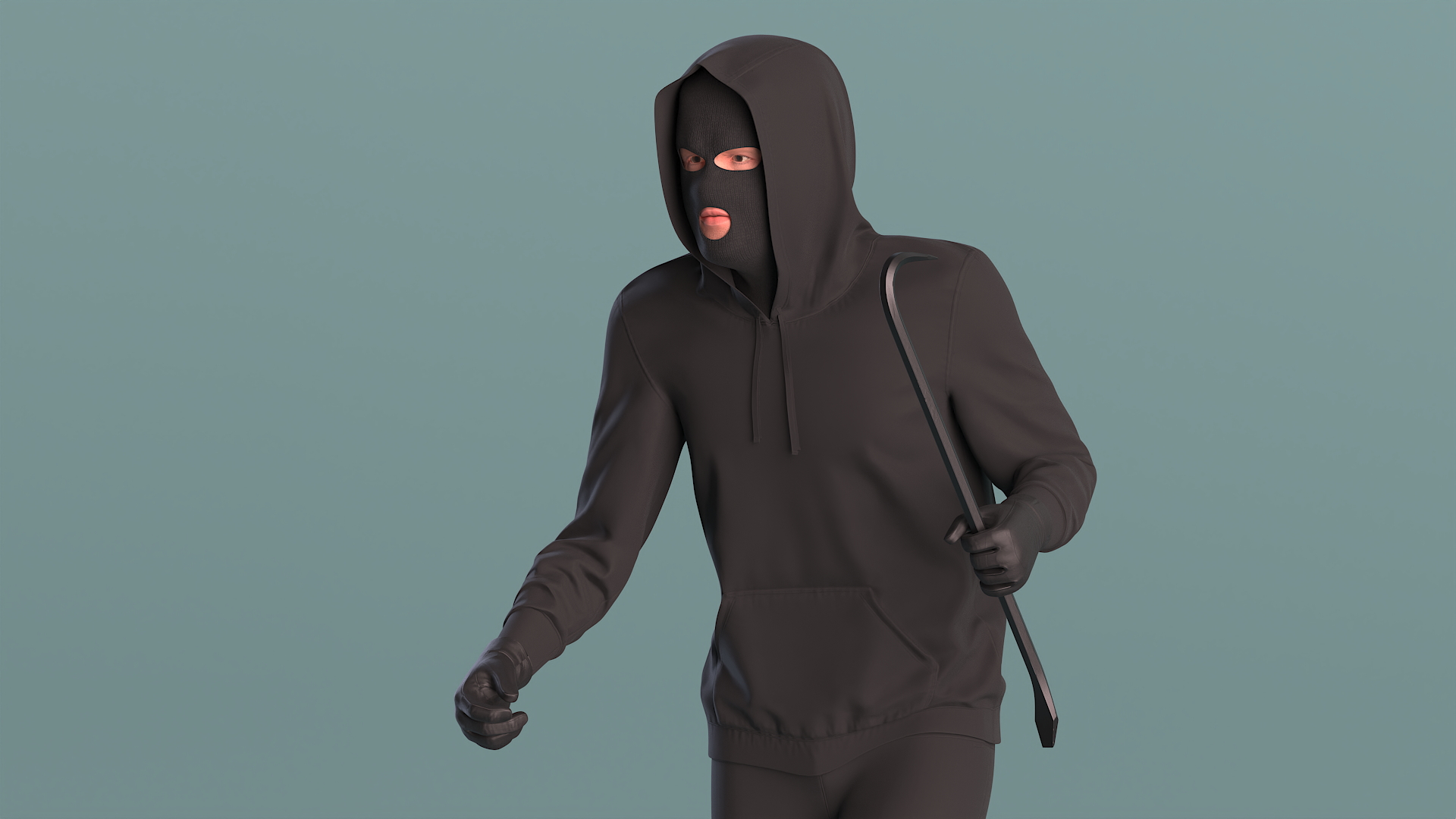 Hooded Thief Figure Stealth Pose 3D