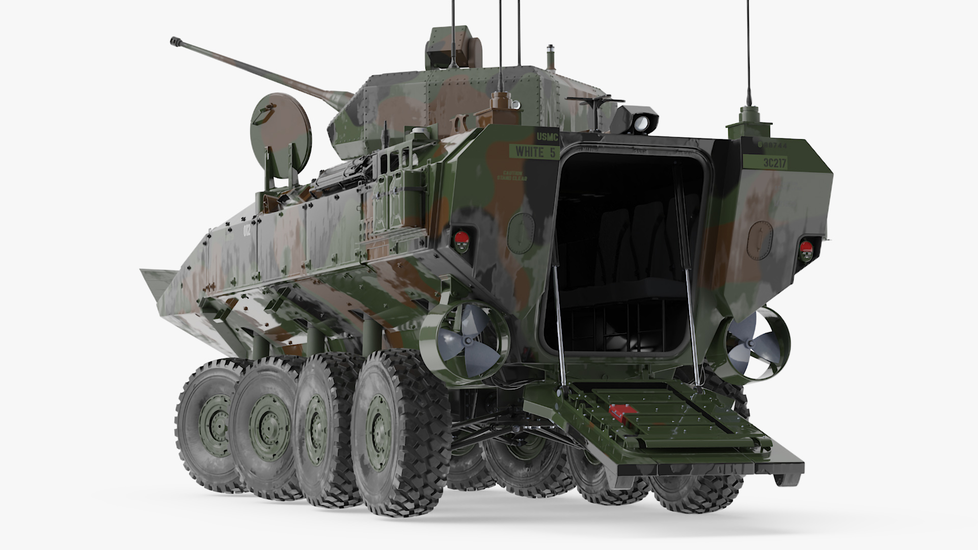 US Amphibious Assault Vehicle with 30mm Gun Wet Rigged 3D model