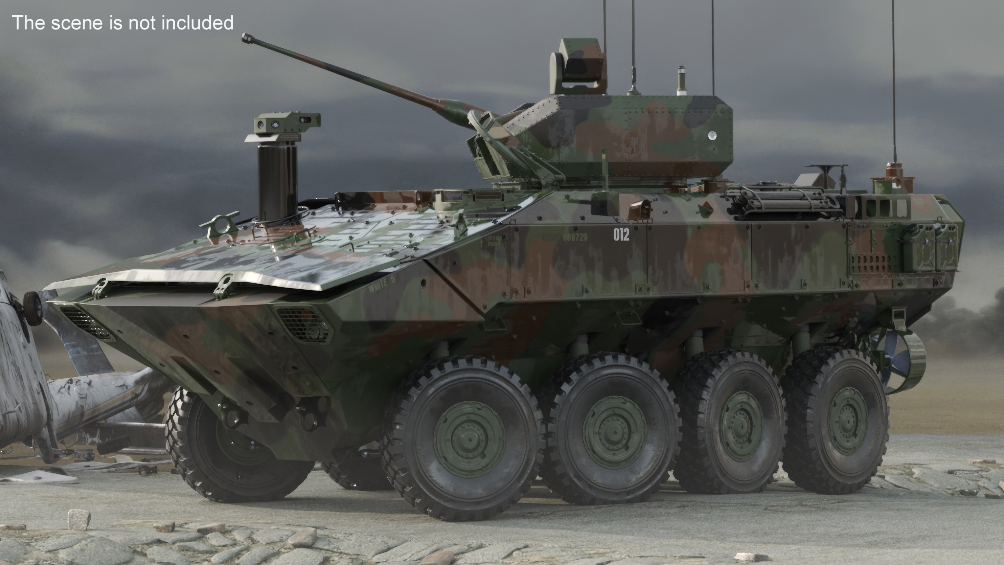 US Amphibious Assault Vehicle with 30mm Gun Wet Rigged 3D model