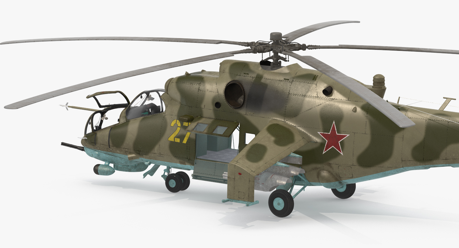 3D Russian Attack Helicopter Mil Mi 24B Rigged model