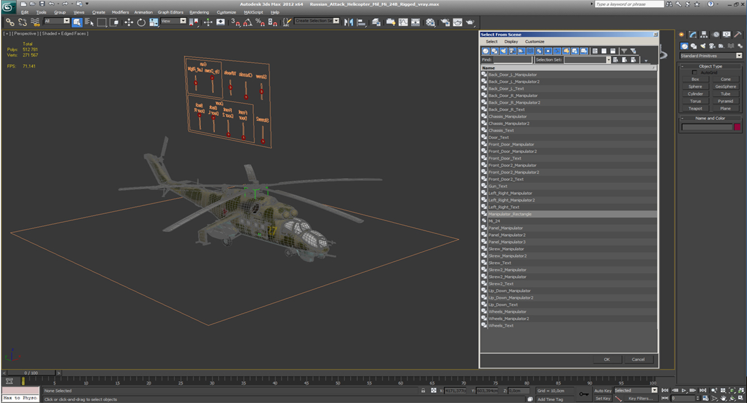 3D Russian Attack Helicopter Mil Mi 24B Rigged model