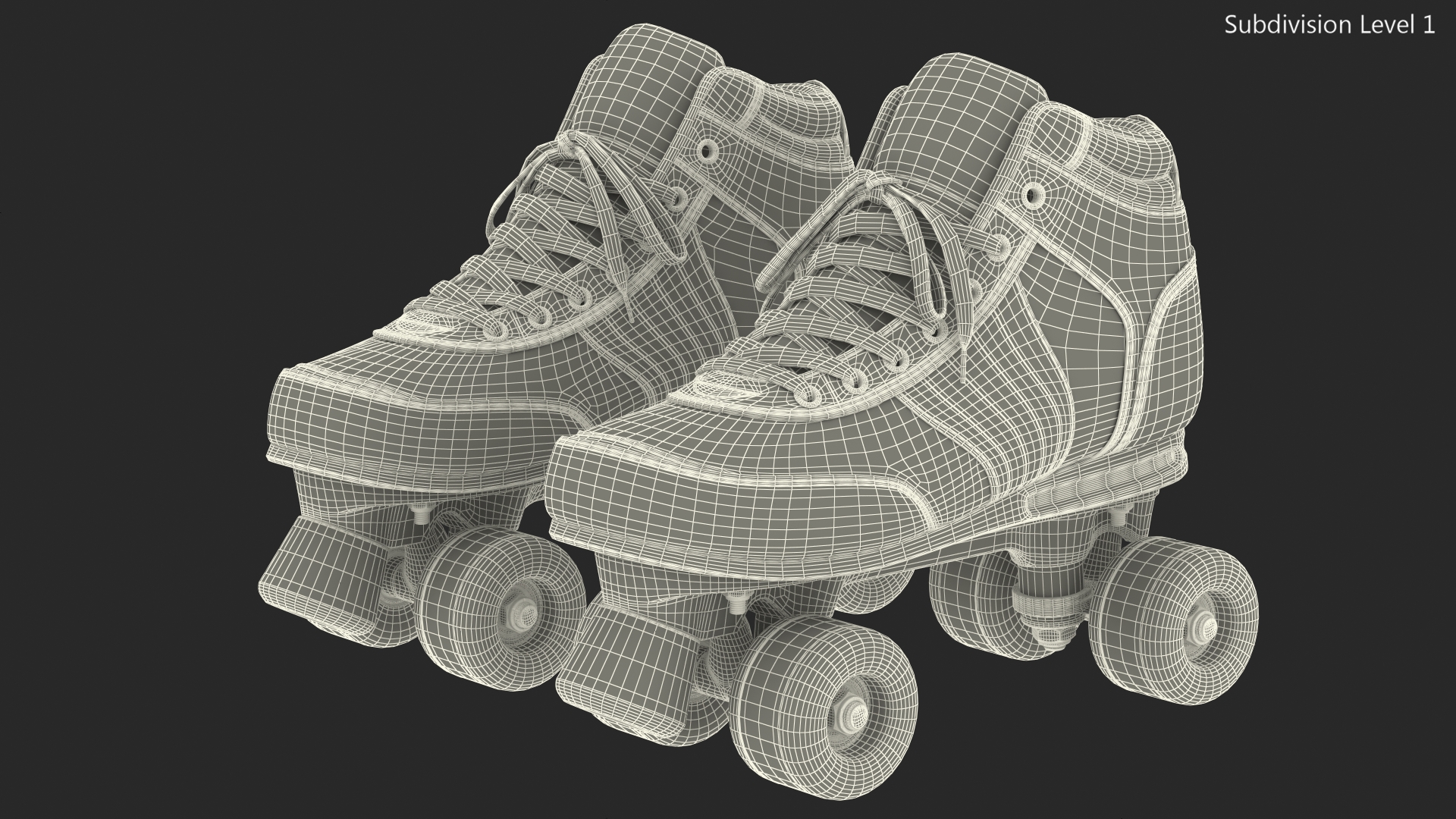 Quad Roller Skates White 3D model