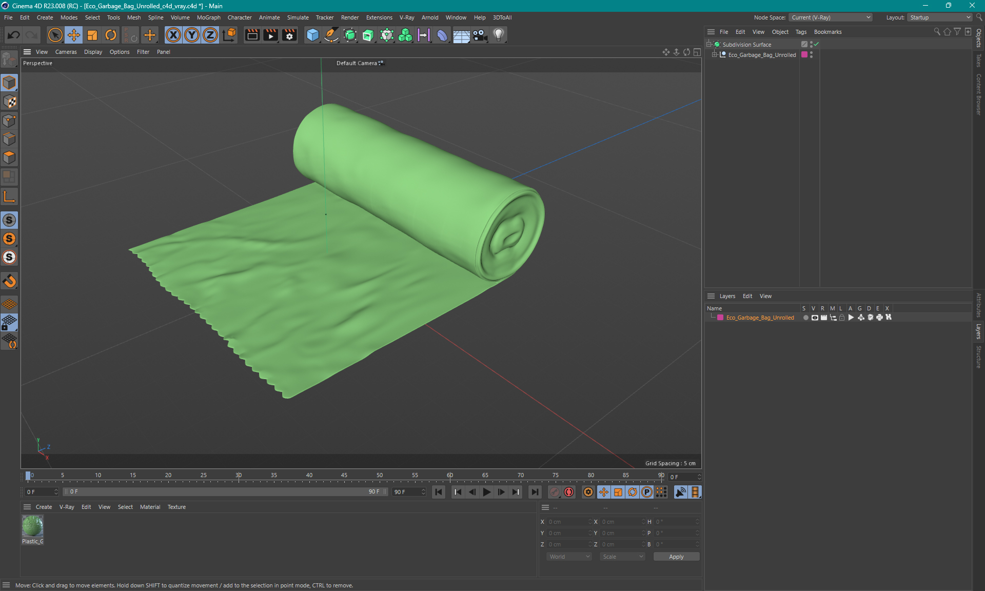 Eco Garbage Bag Unrolled 3D model