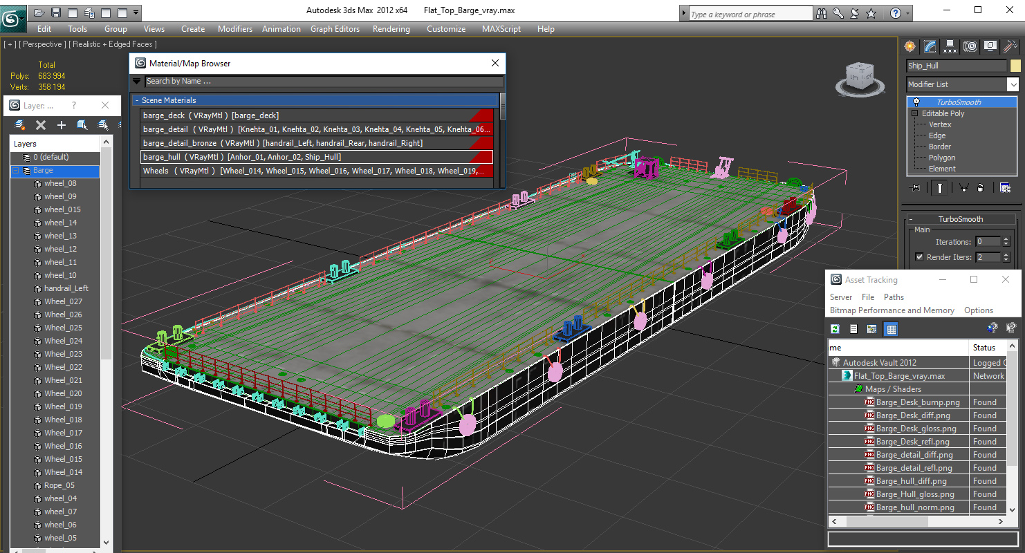 Flat Top Barge 3D model