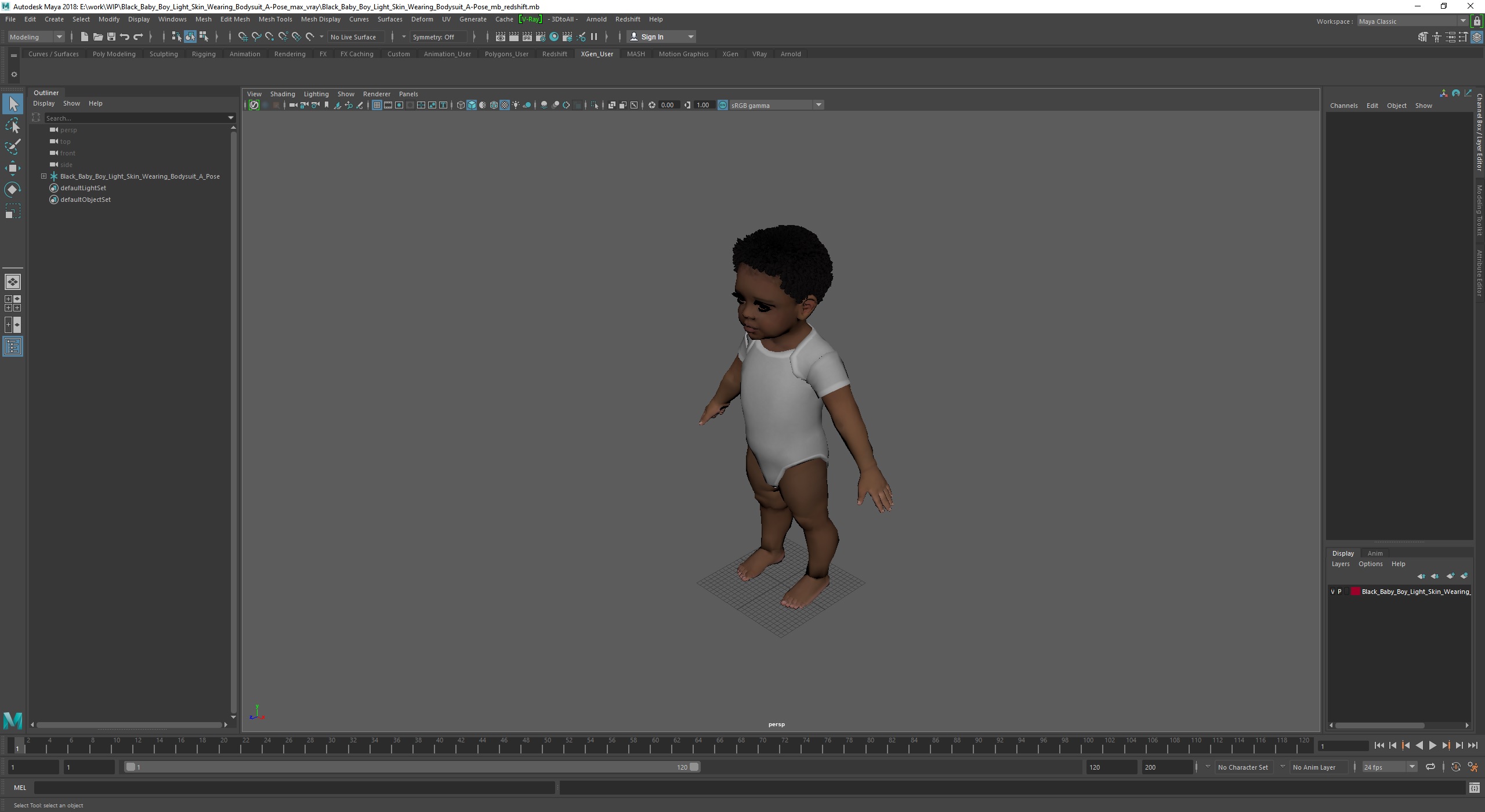 Black Baby Boy Light Skin Wearing Bodysuit A-Pose 3D model