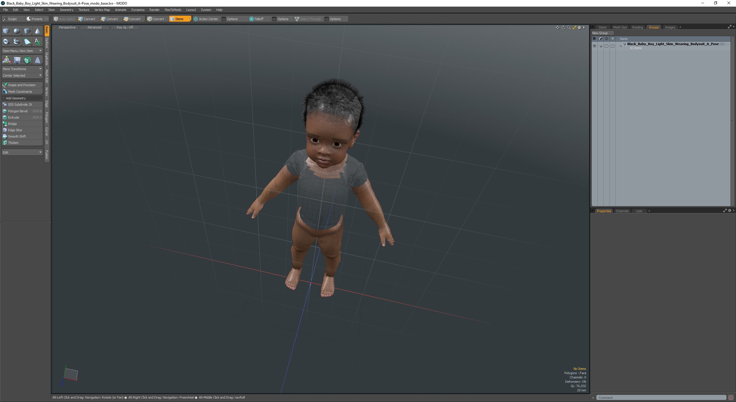 Black Baby Boy Light Skin Wearing Bodysuit A-Pose 3D model