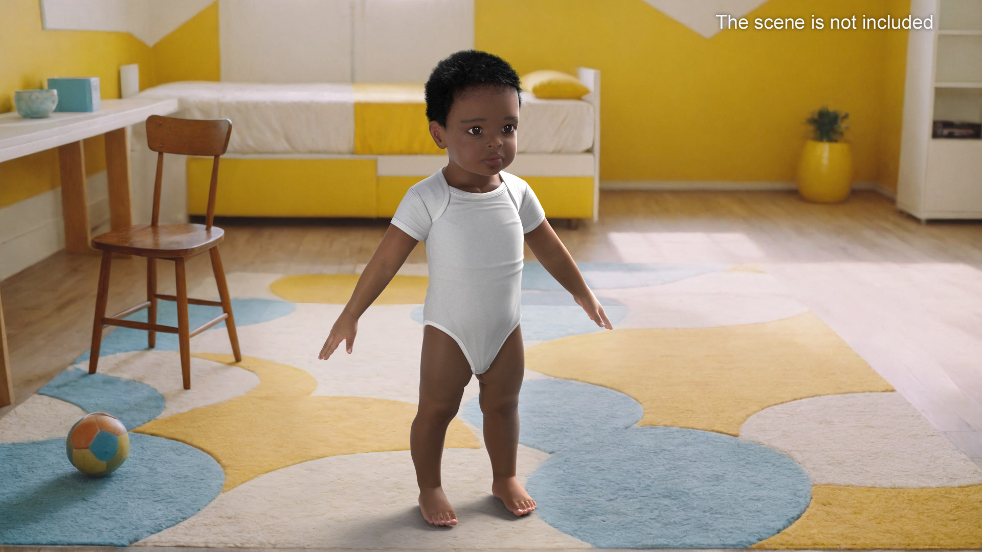 Black Baby Boy Light Skin Wearing Bodysuit A-Pose 3D model